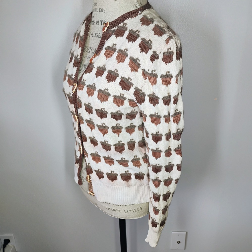 Vintage Dia North of Boston Cardigan Sweater Womens Small Acorn Squirrel Fall - Picture 4 of 15